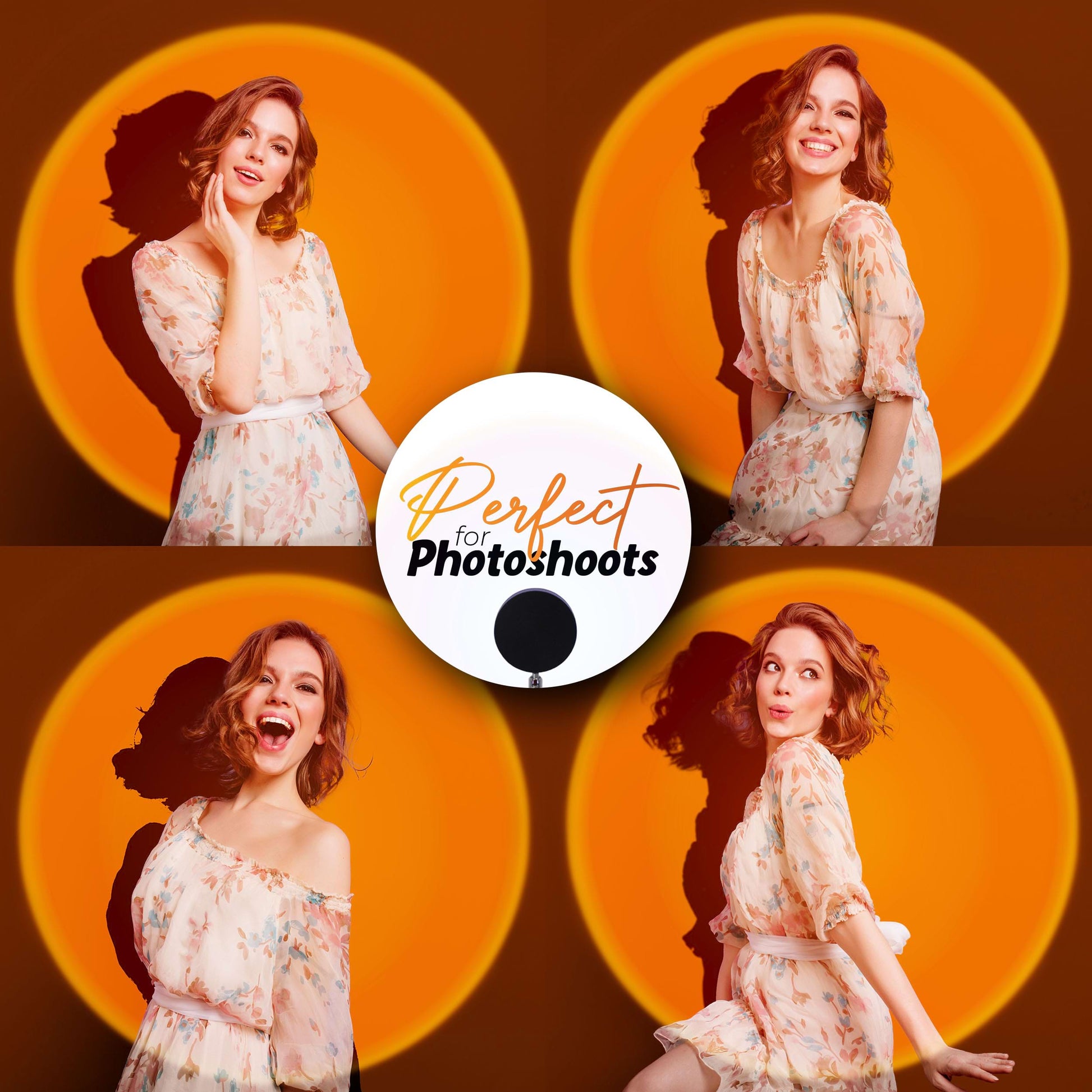 girl doing photoshoot in sunset red light