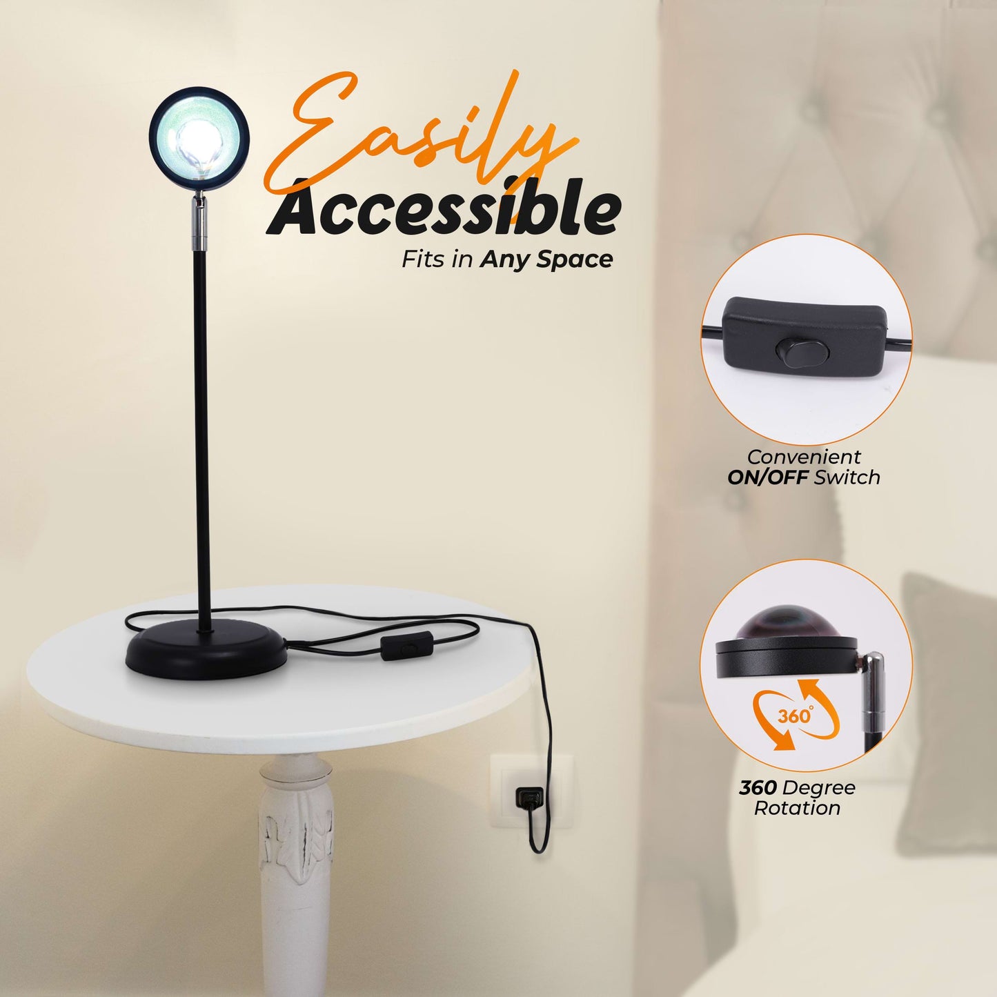 sunset red lamp features